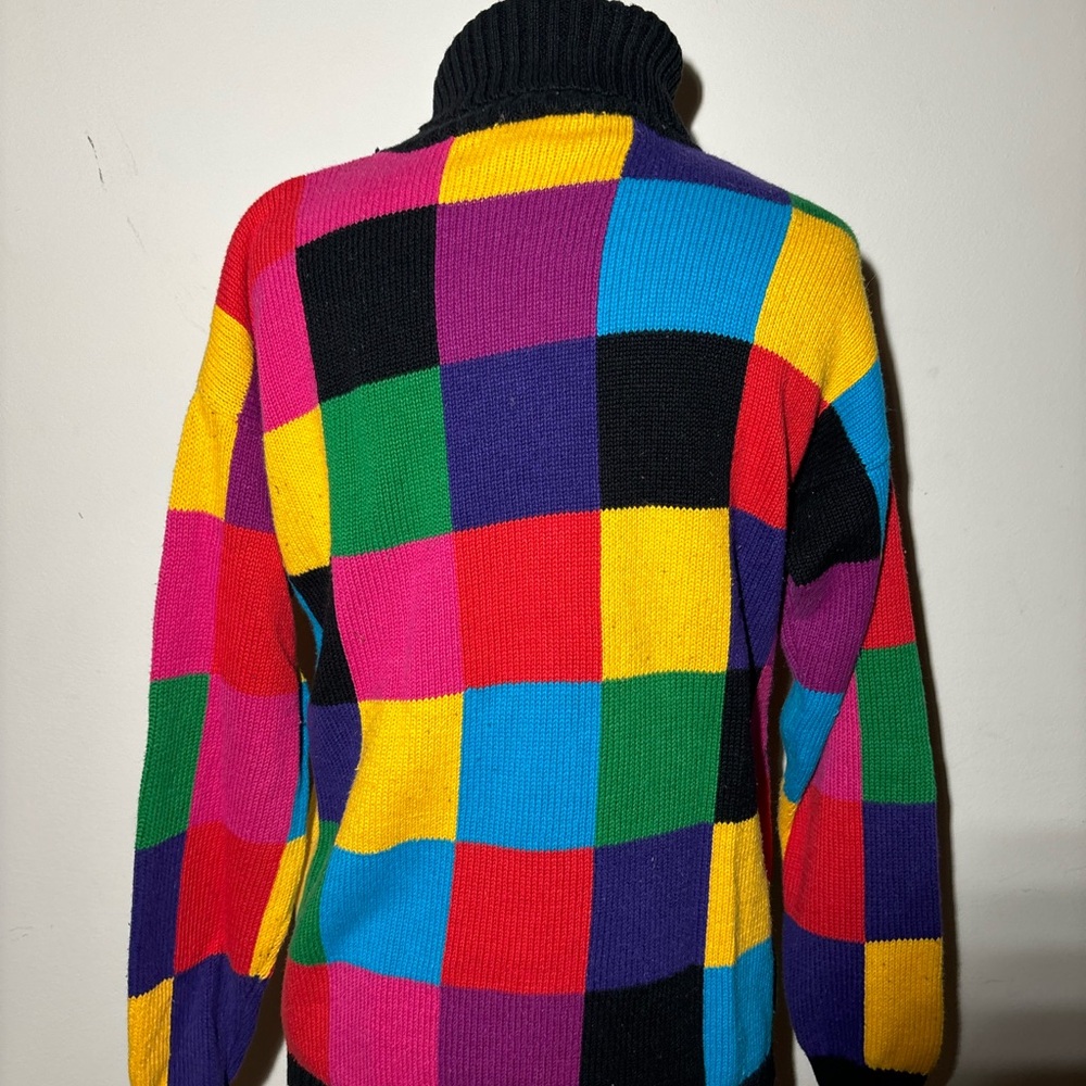 Rafaella Multicolor Patchwork Turtleneck Sweater - image 7